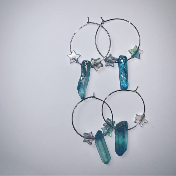 ✨⭐️ Handmade Shard & Star Hoops in Silver ⭐️✨ - Picture 4 of 4